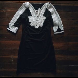 Black and White Embroidered Dress